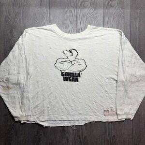 Vintage Gorilla Wear Sweatshirt White Textured Graphic Boxy Fit Distressed XL